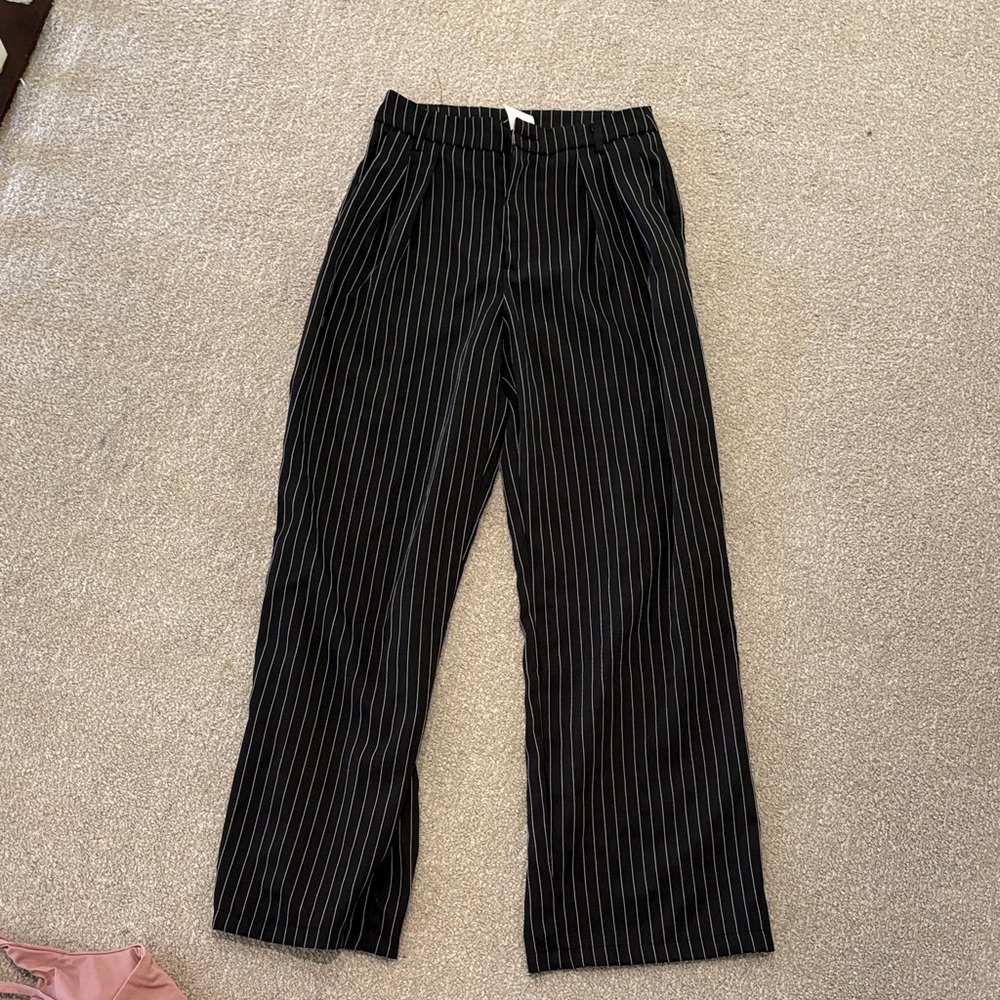 SHEIN Black Pinstripe Pants